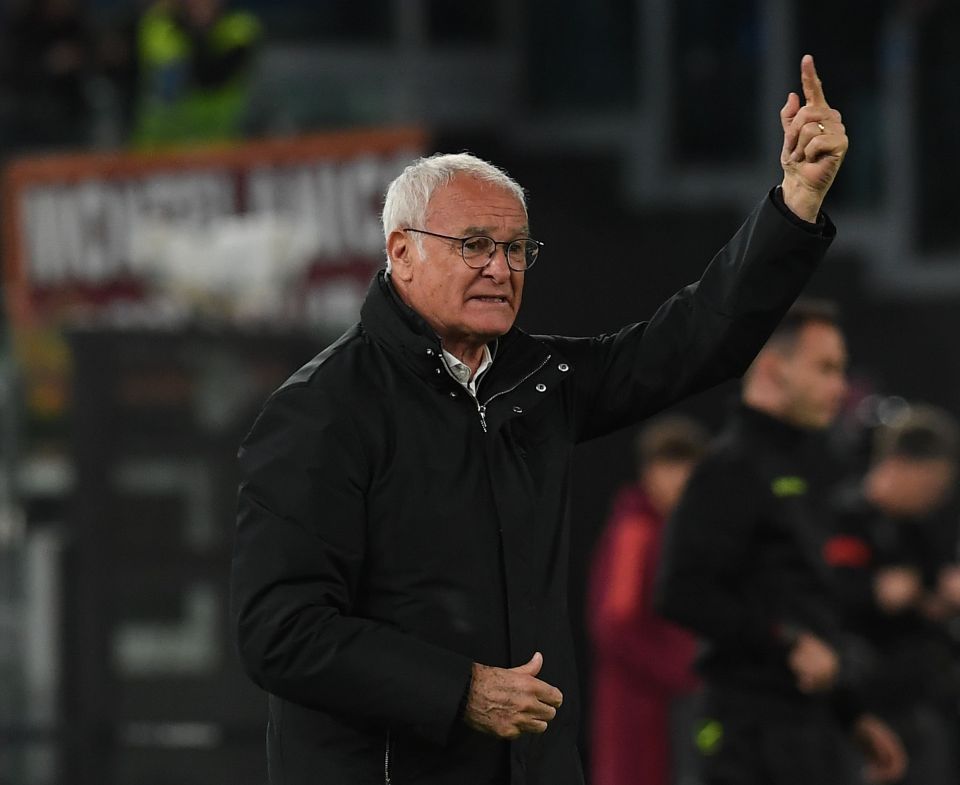 Claudio Ranieri, AS Roma head coach, gesturing during a match.