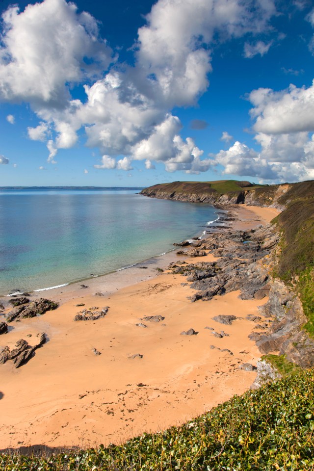 Porthbeor Beach in Cornwall, UK.