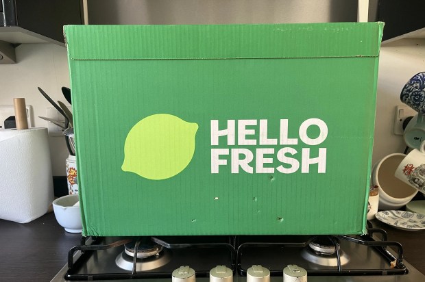 HelloFresh box on a stove.