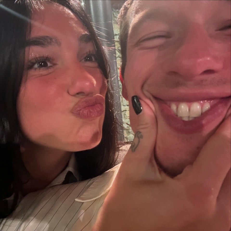 Dua Lipa and a man at home for Easter.
