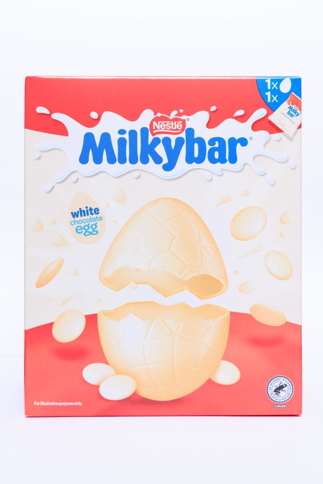 Milkybar white chocolate Easter egg box.