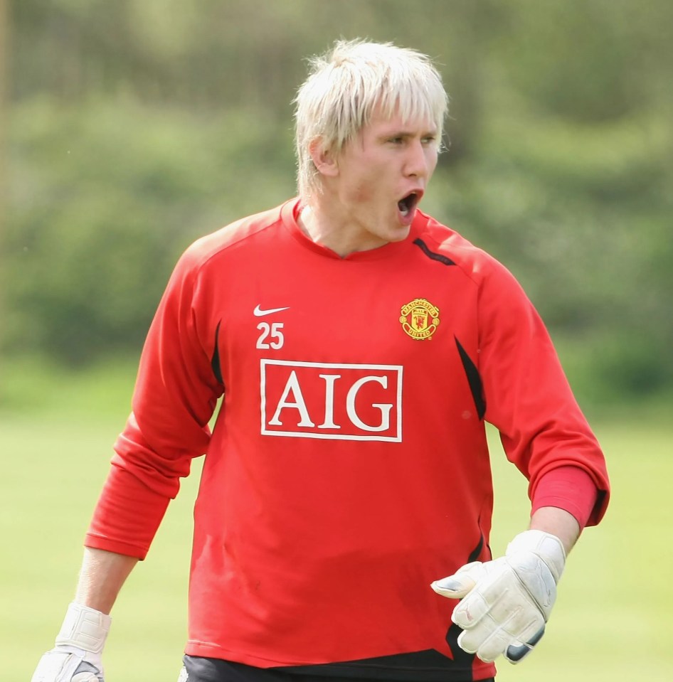 Tomasz Kuszczak of Manchester United in action during a training session.