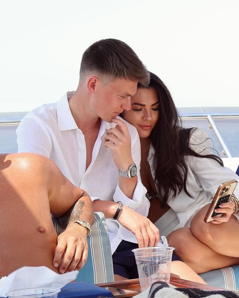 Gemma Owen and her new boyfriend on a boat in Dubai.
