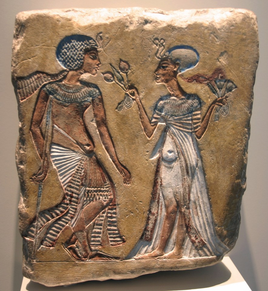 Relief of Akhenaten and Nefertiti.
