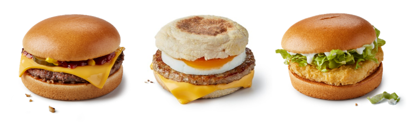 Three different sandwiches.
