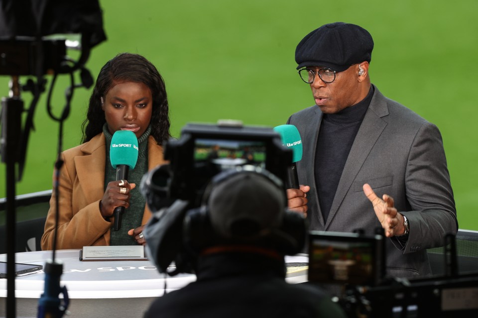 Eni Aluko and Ian Wright, ITV pundits, giving a post-match interview.