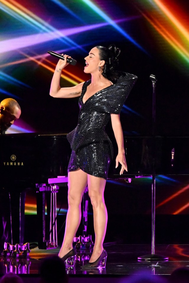 Katy Perry performing onstage.