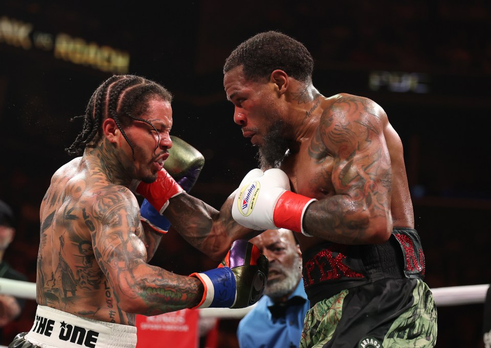 Lamont Roach Jr. punches Gervonta Davis in a boxing match.
