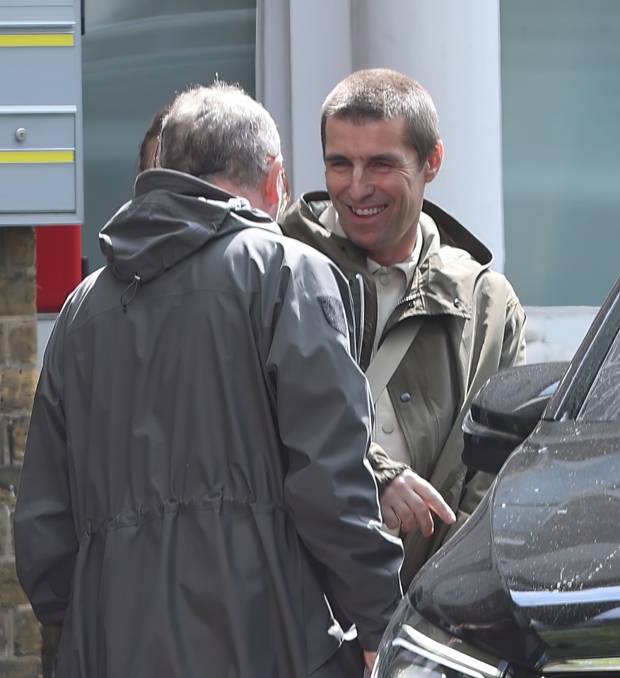 Liam and Noel Gallagher together on a film set.