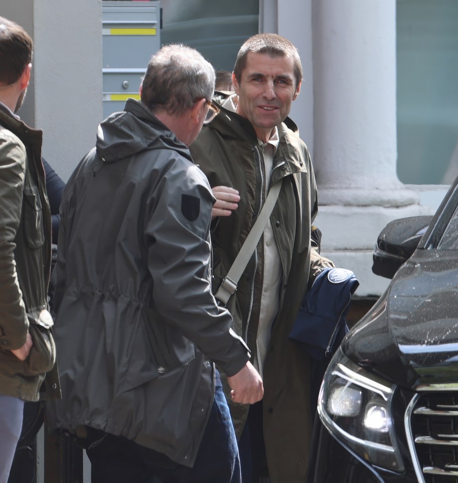 Liam Gallagher pictured on a film set.