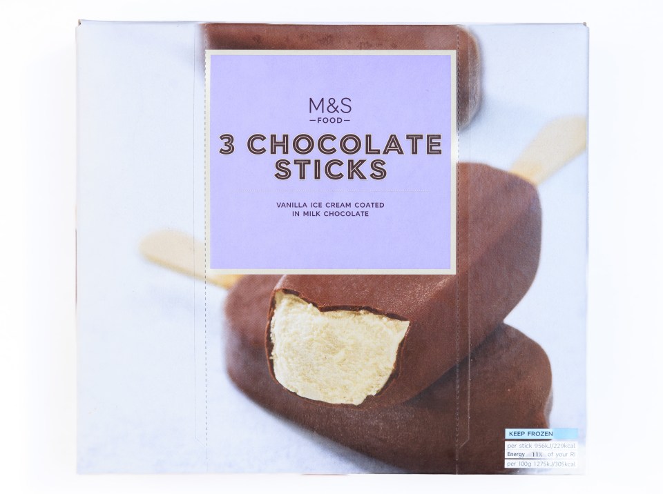 M&S 3 Chocolate Sticks box.