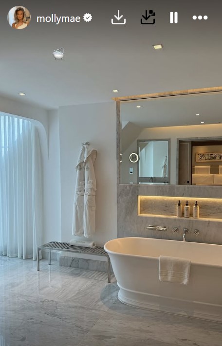 Luxury bathroom with freestanding bathtub.