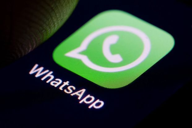 An image collage containing 1 images, Image 1 shows WhatsApp logo on a smartphone screen