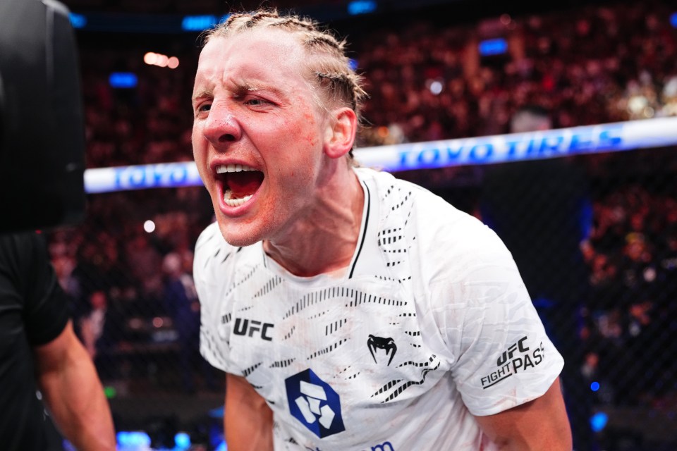 Paddy Pimblett reacting after a TKO victory.