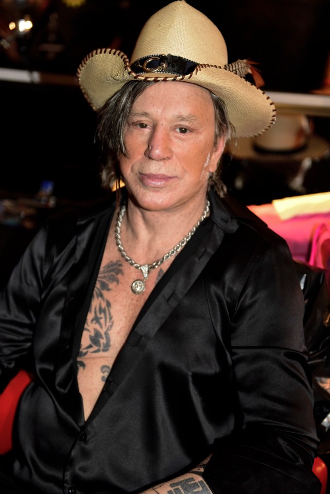 Mickey Rourke backstage at New York Fashion Week.