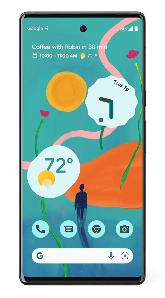 Smartphone displaying a calendar event and weather information.