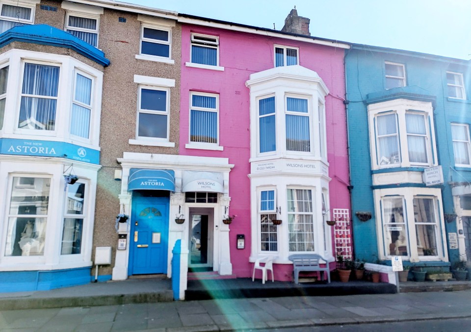 Three seaside hotels in Blackpool, UK.