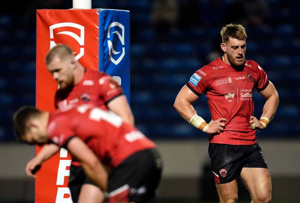Salford Red Devils rugby player Jack Ormondroyd during a match.