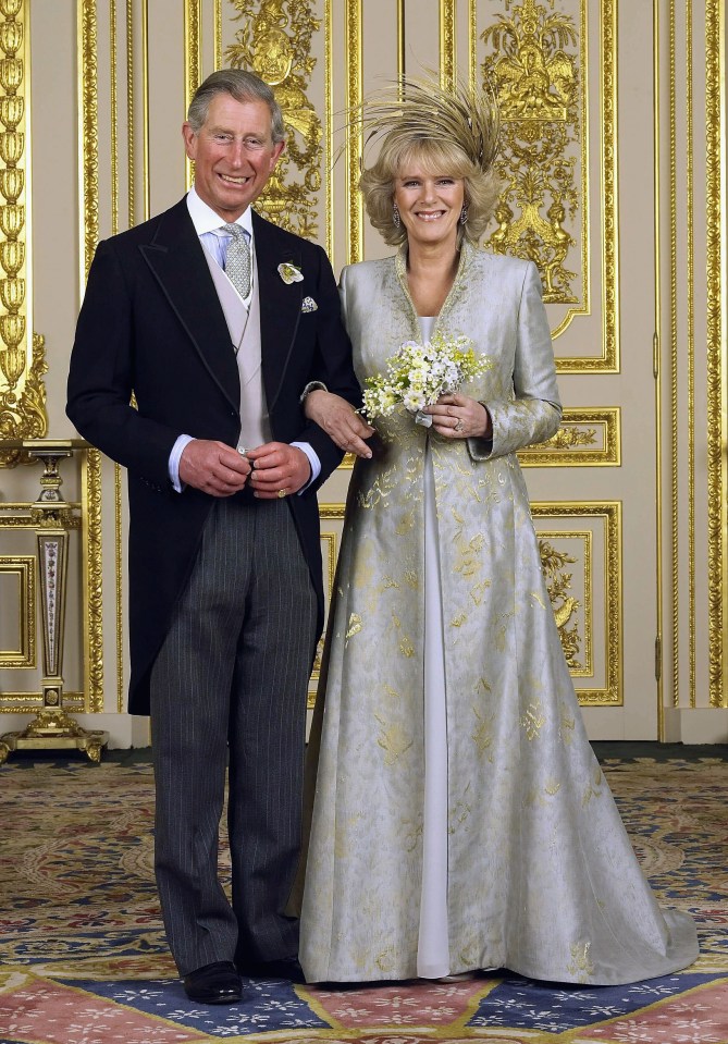 Prince Charles and Camilla, Duchess of Cornwall, in their wedding attire.