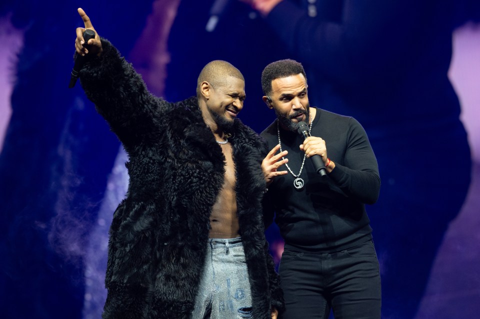 Usher and Craig David performing on stage.
