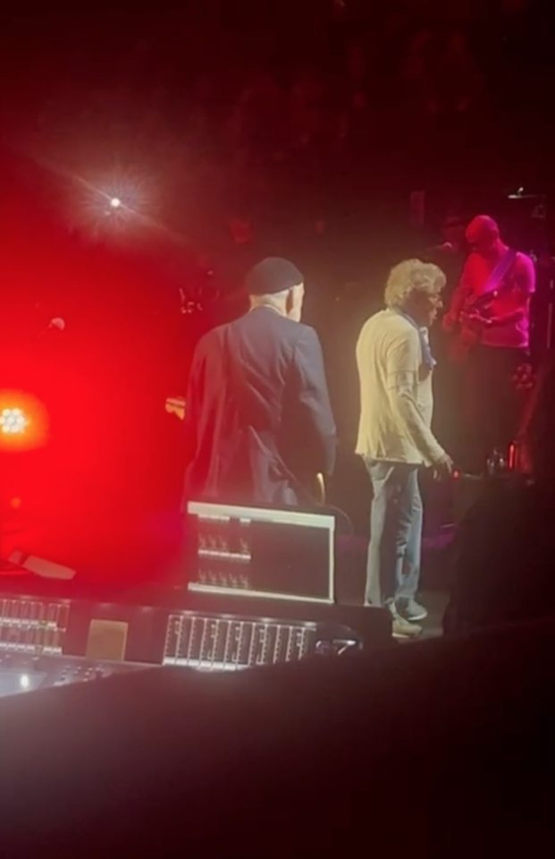 Roger Daltrey and Zak Starkey on stage.