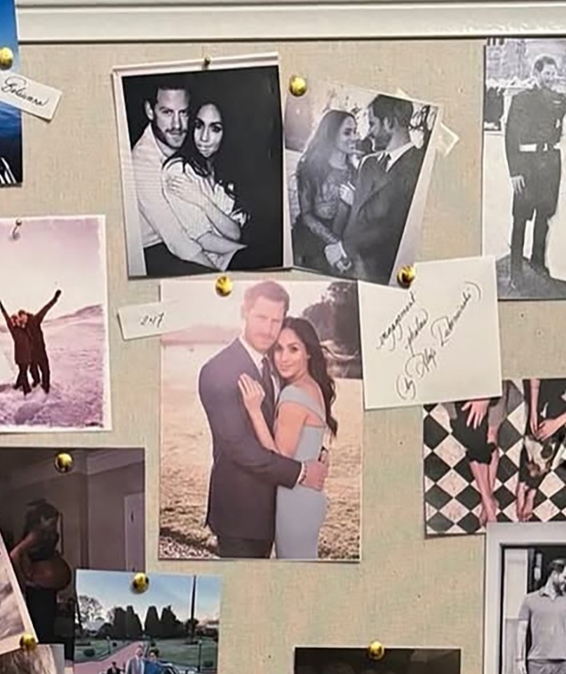 Collage of photos depicting Prince Harry and Meghan Markle's relationship.