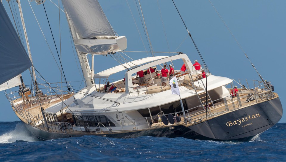 The Bayesian, a luxury sailing yacht, underway at sea.