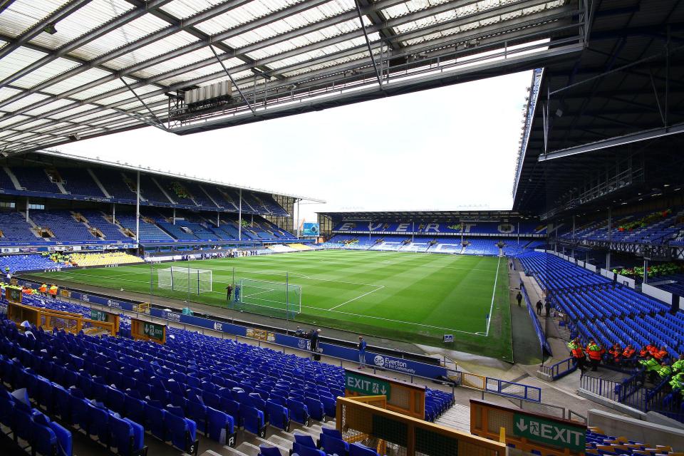 Goodison Park stadium in Liverpool, England.