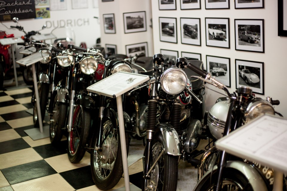 Collection of classic motorcycles.