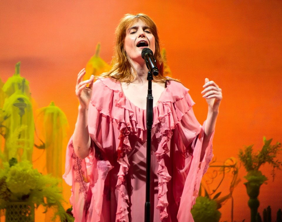 Florence Welch of Florence and the Machine performing at a festival.