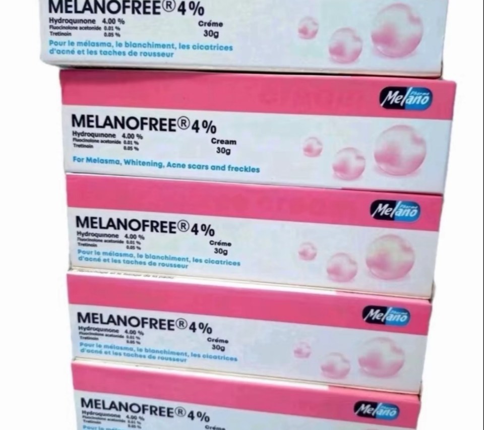 Photo of four boxes of Melano moisturizer cream.