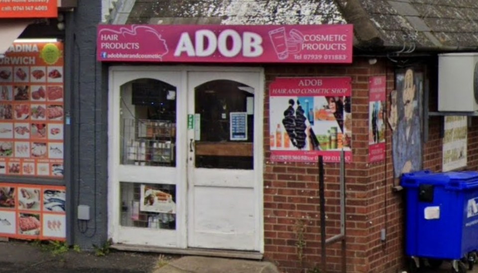 ADOB hair and cosmetic shop storefront.