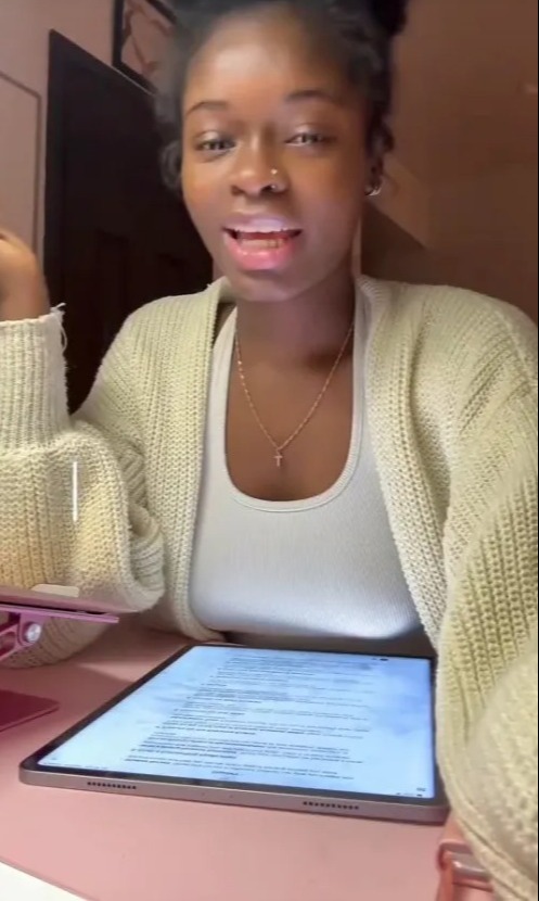 Woman speaking to camera about the death of Tamilore Odunsi.