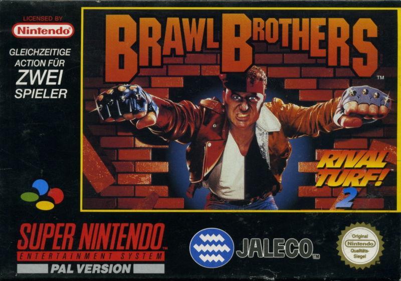 Super Nintendo Brawl Brothers game box art.