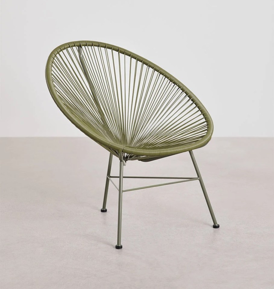 Olive green sling chair.
