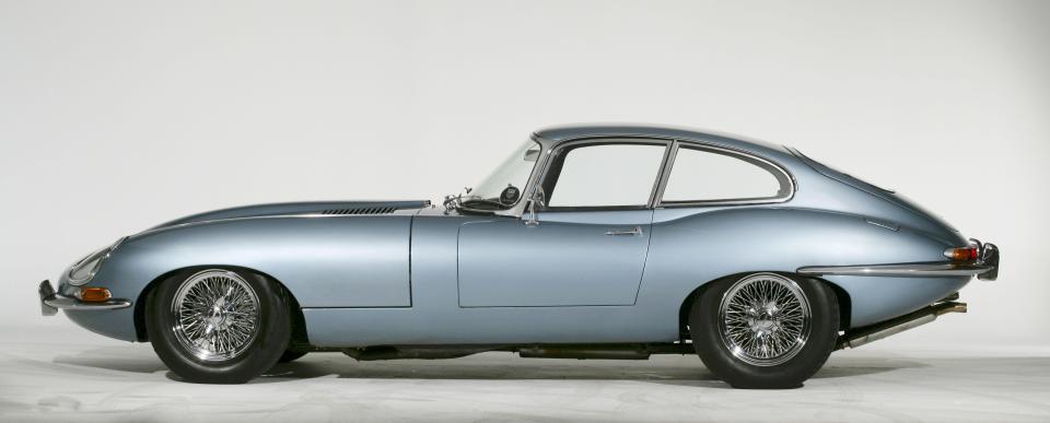 Classic Jaguar E-Type sports car.