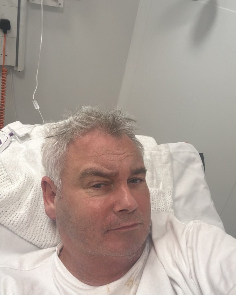 Eamonn Holmes in a hospital bed.