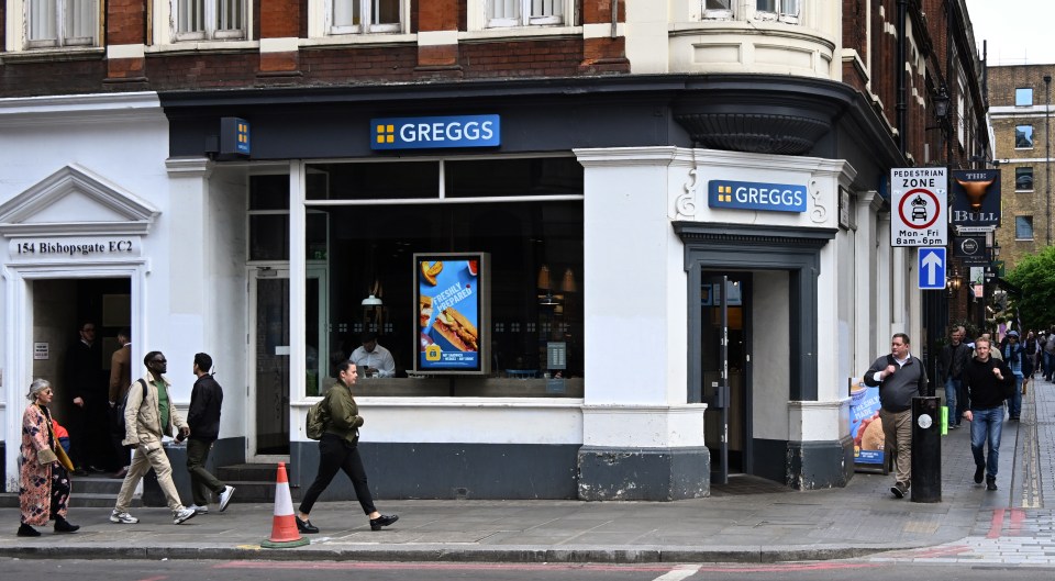 Greggs bakery on Bishopsgate in London.