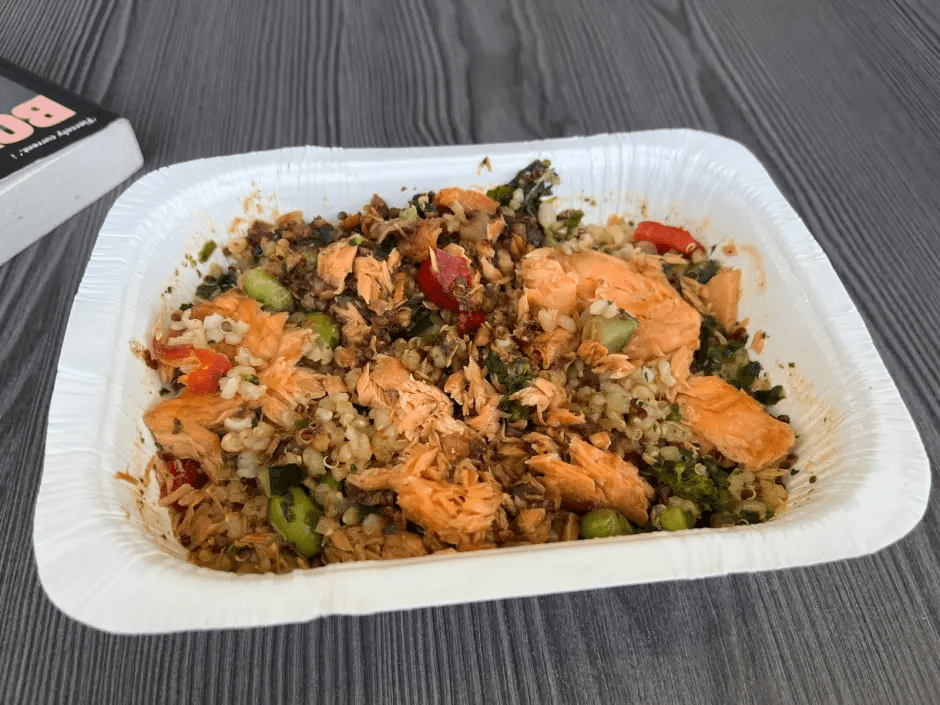 Salmon and quinoa bowl.