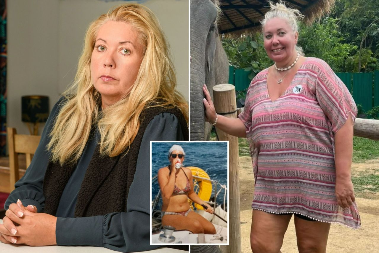 An image collage containing 3 images, Image 1 shows Portrait of Clare Macnaughton, Image 2 shows Woman standing next to an elephant, Image 3 shows Woman in bikini drinking from a can while sailing