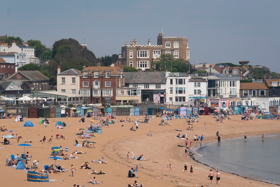 Crowded beach in Broadstairs, Kent.