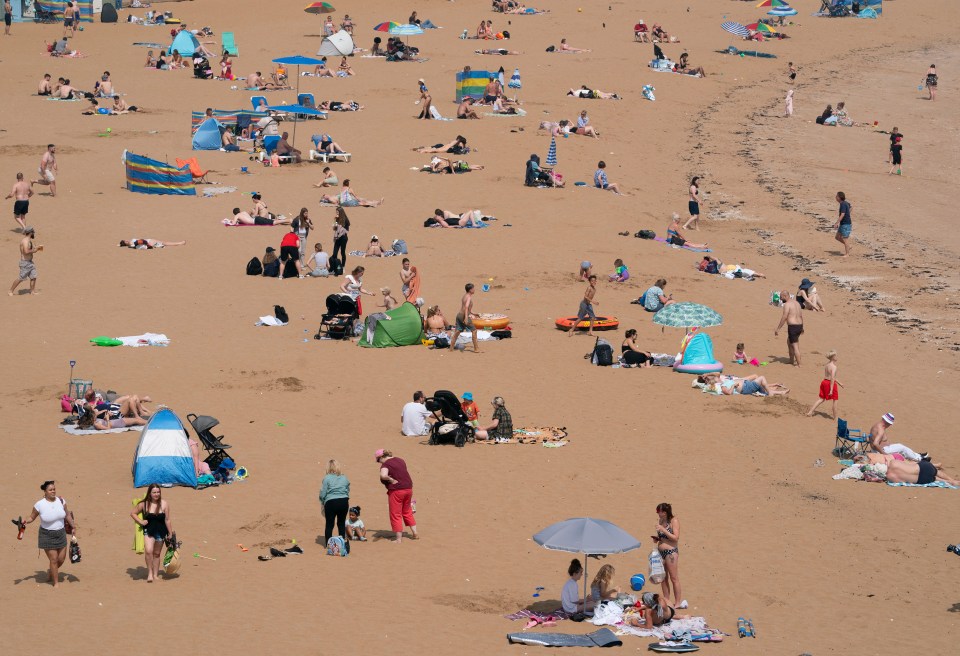 Crowded beach in Broadstairs, Kent.