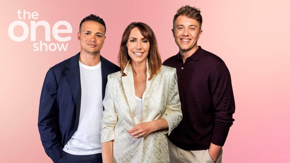 Roman Kemp, Alex Jones, and Jermaine Jenas, co-hosts of BBC One's The One Show.