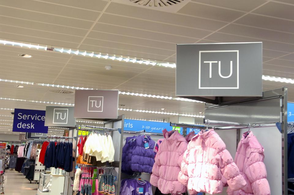 TU clothing display in a Sainsbury's supermarket.