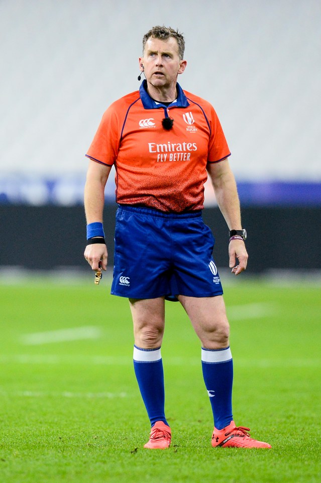 Nigel Owens, Wales rugby referee, on the field.