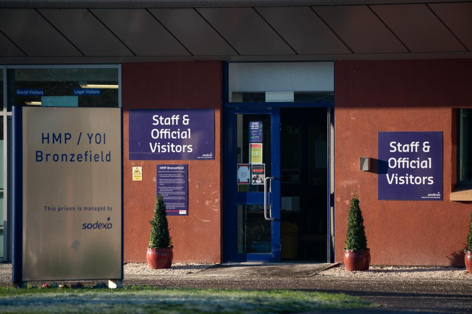 Entrance to HMP Bronzefield prison.