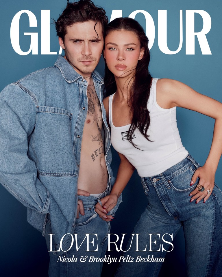 Glamour Germany cover featuring Nicola & Brooklyn Peltz Beckham.