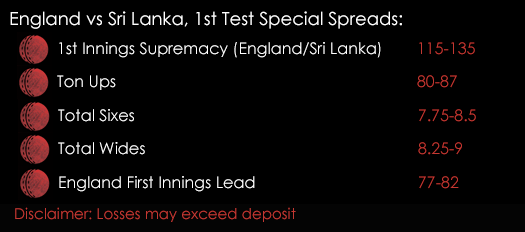 England Sri Lanka 1st Test Specials Spreads 19th May Spreadex Sports Spread Betting