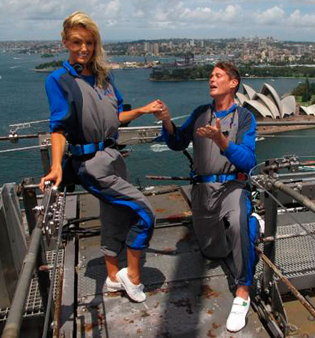David Hasselhoff reported via Twitter that he had proposed to his Girlfriend Hayley Roberts on top of the Sydney Bridge. Their engagement is not confirmed.