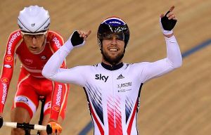 Mark Cavendish in action for Great Britain at the Track World Championships in March
